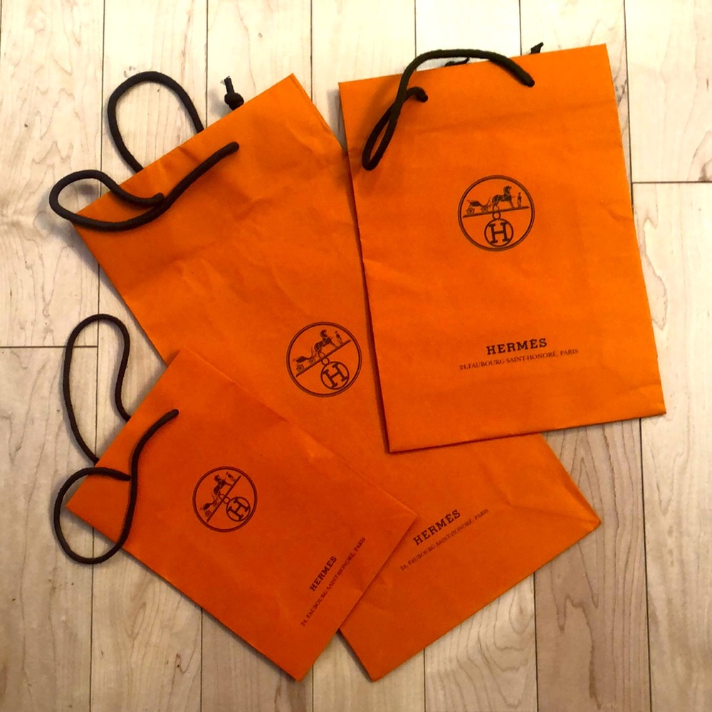 HERMES SHOPPING BAGS, HERMES Paper Shopping Bags, a set of 3 - Picture 1 of 8